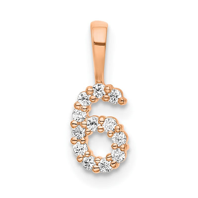 14K Rose Gold Diamond Number 6 Pendant