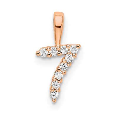 14K Rose Gold Diamond Number 7 Pendant