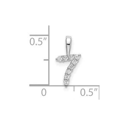 14K White Gold Diamond Number 7 Pendant, 13.26 x 6.69mm