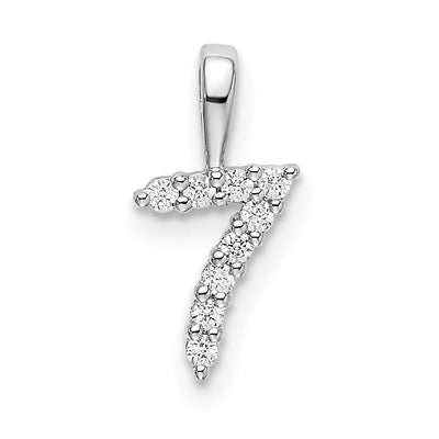 14K White Gold Diamond Number 7 Pendant, 13.26 x 6.69mm