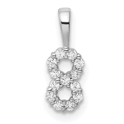 14K White Gold Diamond Number 8 Pendant, 13.04 x 4.71mm