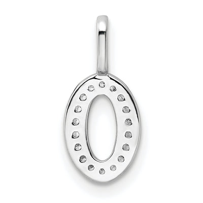 14K White Gold Diamond Number 0 Pendant, 15.24 x 7.09mm
