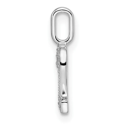 14K White Gold Diamond Number 2 Pendant, 15.21 x 6.82mm