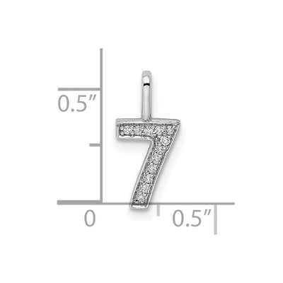 14K White Gold Diamond Number 7 Pendant, 15.38 x 7.02mm