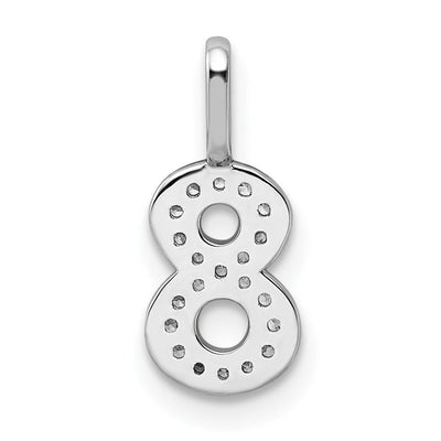 14K White Gold Diamond Number 8 Pendant, 15.32 x 6.11mm