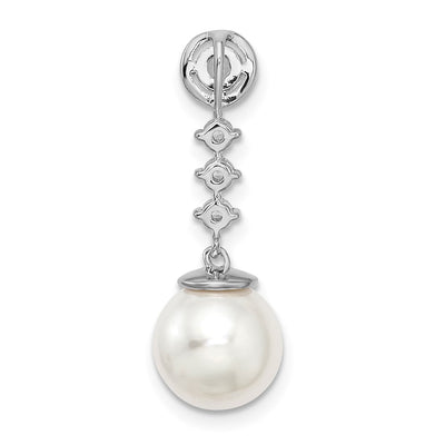 14K White Gold Freshwater Cultured Pearl & Diamond Chain Slide, 25 x 8.85mm