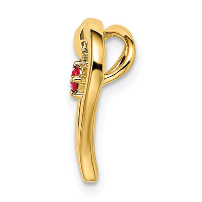 14K Polished Ruby Heart Chain Slide