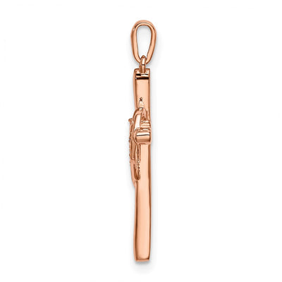 14K Rose Gold Cross w/Heart Diamond Pendant