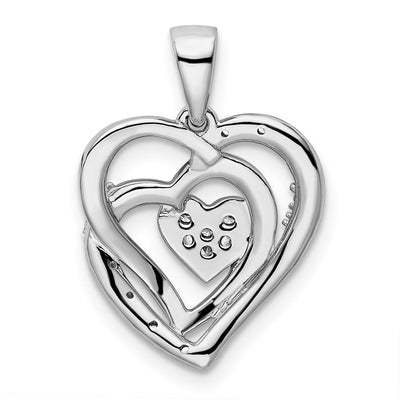 14K White Gold Polished Heart Diamond Pendant, 20.85 x 14.27mm