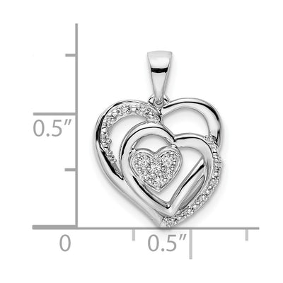 14K White Gold Polished Heart Diamond Pendant, 20.85 x 14.27mm