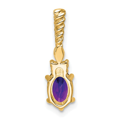 14K Polished Diamond and Amethyst Twisted Chain Slide