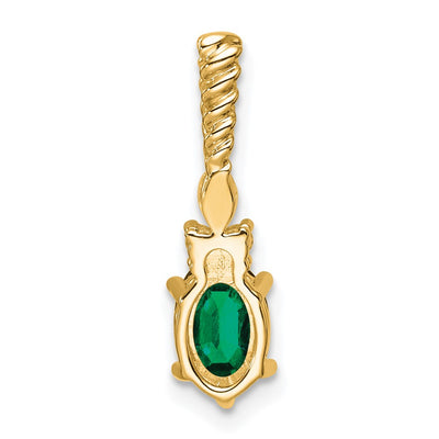 14K Polish Diamond and Lab Created Emerald Twisted Chain Slide