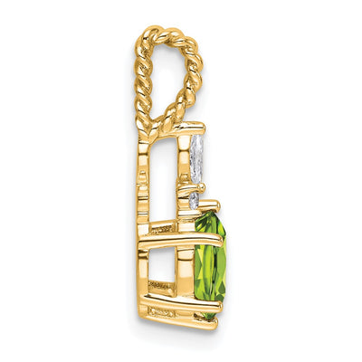 14K Polished Diamond and Peridot Twisted Chain Slide