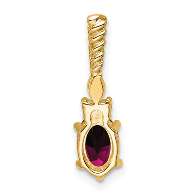 14K Polished Diamond and Rhodolite Garnet Twisted Chain Slide