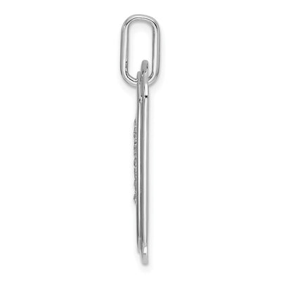 14K White Gold Diamond Initial B Dog Tag Charm