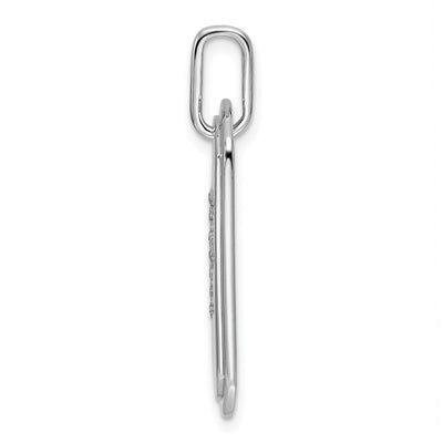 14K White Gold Diamond Initial F Dog Tag Charm