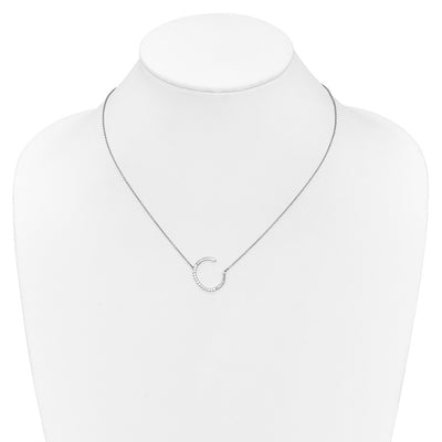 14K White Gold Sideways Diamond Initial C Necklace