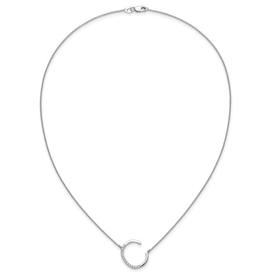 14K White Gold Sideways Diamond Initial C Necklace
