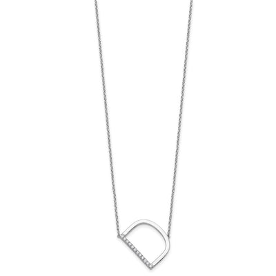 14K White Gold Sideways Diamond Initial D Necklace