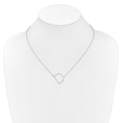 14K White Gold Sideways Diamond Initial D Necklace