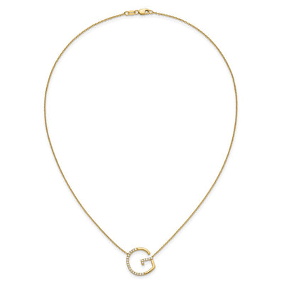 14K Sideways Diamond Initial G Necklace