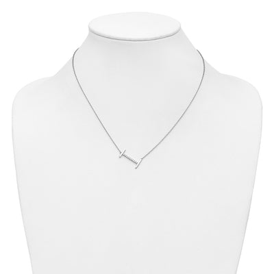 14K White Gold Sideways Diamond Initial I Necklace