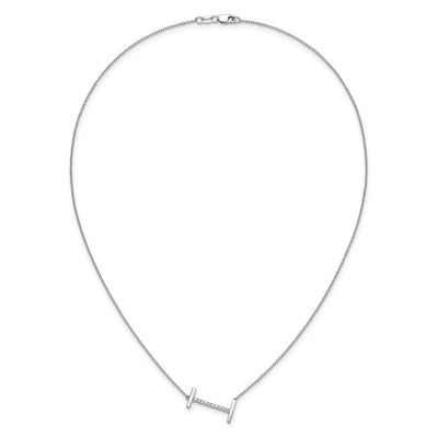 14K White Gold Sideways Diamond Initial I Necklace
