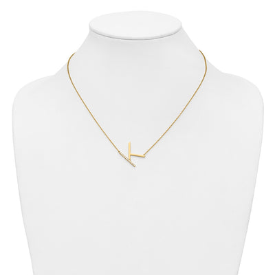 14K Sideways Diamond Initial K Necklace