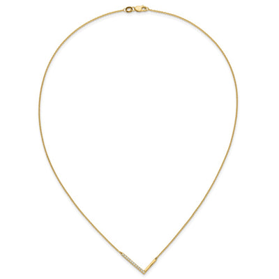 14K Sideways Diamond Initial L Necklace