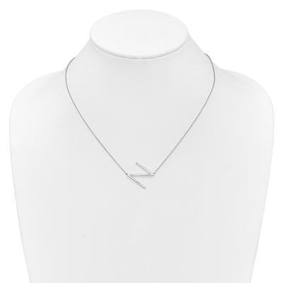 14K White Gold Sideways Diamond Initial N Necklace