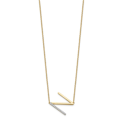 14K Sideways Diamond Initial N Necklace