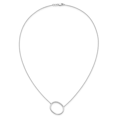 14K White Gold Sideways Diamond Initial O Necklace