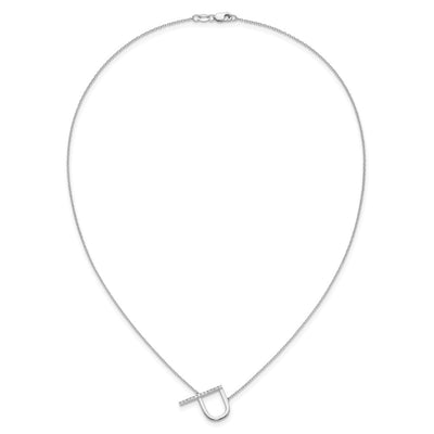 14K White Gold Sideways Diamond Initial P Necklace