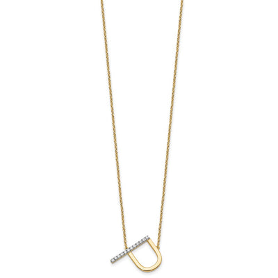 14K Sideways Diamond Initial P Necklace