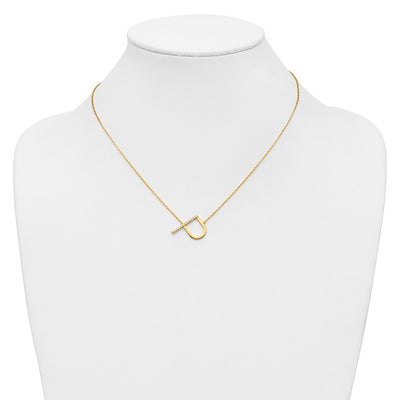14K Sideways Diamond Initial P Necklace