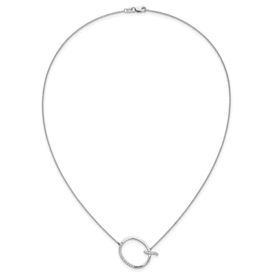 14K White Gold Sideways Diamond Initial Q Necklace