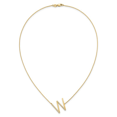 14K Sideways Diamond Initial W Necklace
