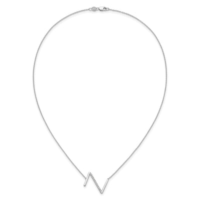 14K White Gold Sideways Diamond Initial Z Necklace