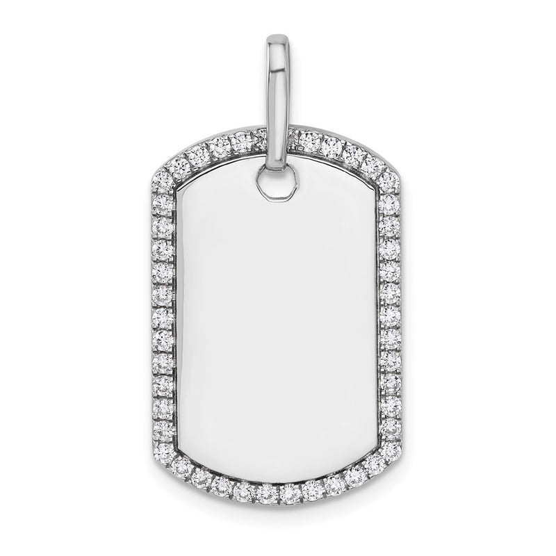14K white gold diamond tag charm