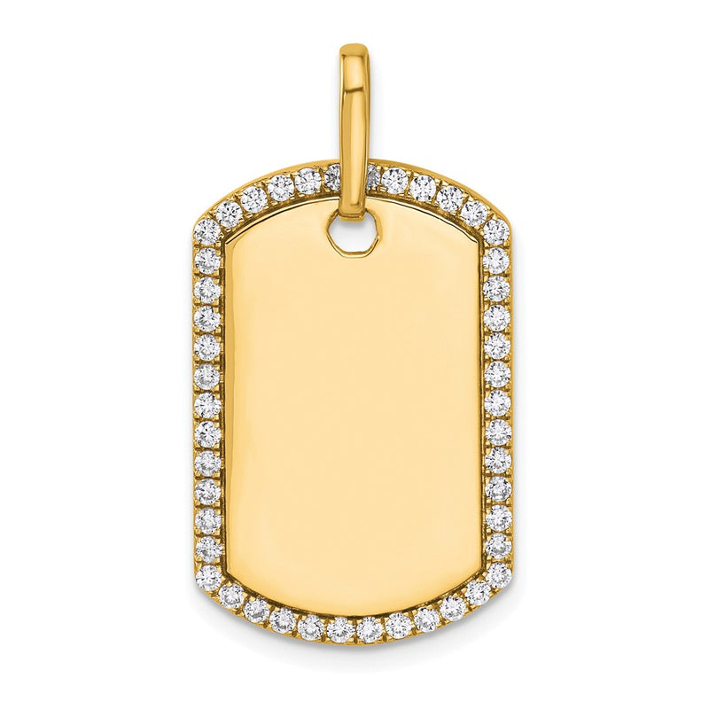 14K yellow gold diamond tag charm