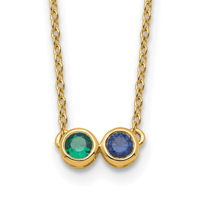 14K 2 Genuine Birthstone Complete Family Necklace