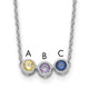 14K White Gold 3 Synthetic Birthstone Complete Family Necklace