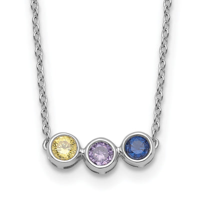 14K White Gold 3 Synthetic Birthstone Complete Family Necklace
