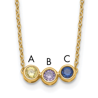 14K 3 Genuine Birthstone Complete Family Necklace