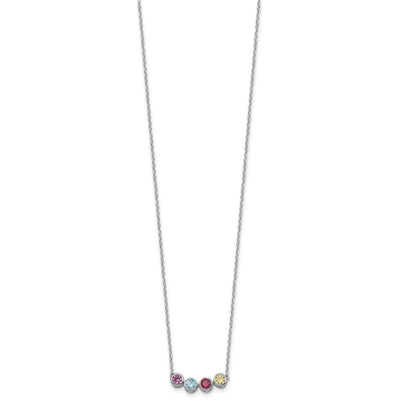 14K White Gold 4 Genuine Birthstone Complete Family Necklace