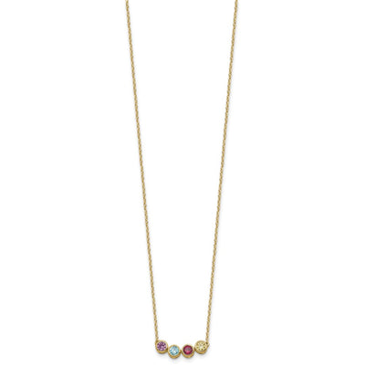 14K 4 Genuine Birthstone Complete Family Necklace