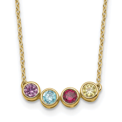 14K 4 Genuine Birthstone Complete Family Necklace