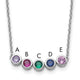 14K White Gold 5 Genuine Birthstone Complete Family Necklace