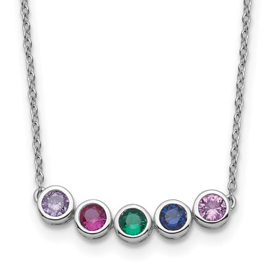 14K White Gold 5 Family Birthstone Necklace Mounting