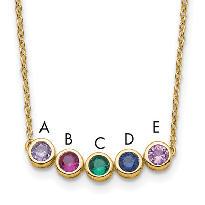 14K 5 Synthetic Birthstone Complete Family Necklace